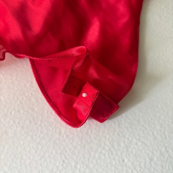 Vintage Linda for La Senza Lingerie Red Lace Floral Frilly Bodysuit Intimates - Picture 5 of 8